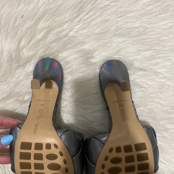 New Bottega Veneta Lido woven high‎ heel slide sandal size 37EU - Picture 9 of 15
